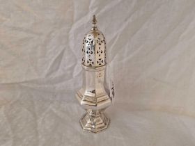 An Octagonal Baluster Shaped Caster With Acorn Finial, 6" High, Birmingham 1930, 95G