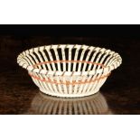 A Small & Delicate Wedgwood Creamware Basket Circa 1800. The oval basket weave base with flared open