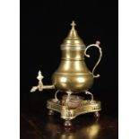 An 18th Century Dutch Brass Coffee/Tea Urn on Stand with Burner, 11½" (29 cm) in height.