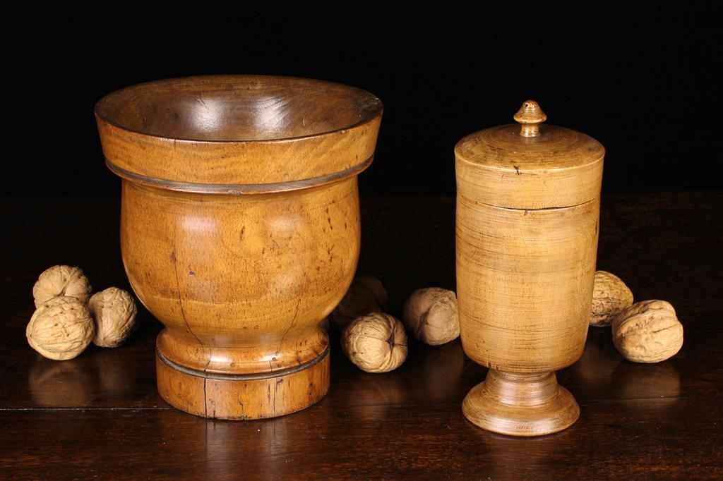 A Late 18th/Early 19th Century Pole Lathe Turned Sycamore Apothecary Jar & Cover and a 19th