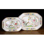 Two 19th Century Spode Stone China Plates of elongated octagonal form, Circa 1805-15. Decorated with