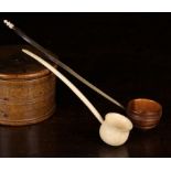 A Small Late 18th/Early 19th Century Toddy Ladles; One having a round lignum bowl decorated with