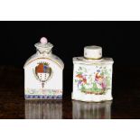 Two 19th Century Sampson Porcelain Tea Canisters. One with cylindrical lid over Cupid bow moulded
