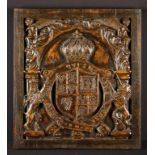 A Fine 18th CenturyWalnut Armorial Panel.