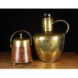 A Large Brass Lidded Flagon and an Antique Copper & Brass Doofpot for hot embers. The flagon