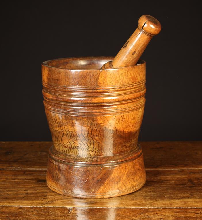 A Large Late 17th Century Lignum Vitae Pestle & Mortar of fine colour and patination with