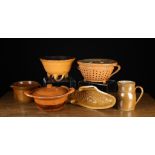 A Group of 19th Century Brown, Tan & Yellow Glazed Earthenware Kitchen Ceramics. To include a