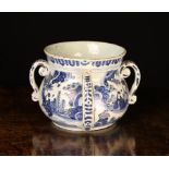 A Late 17th Century Blue & White English Delft Posset Pot, attributed to London. The bulbous body