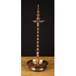 A 19th Century Dutch Simulated Tortoiseshell Church Warden's Pipe Stand with brass dish shaped