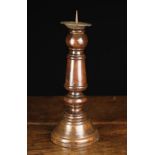 A Fine 18th Century Turned Laburnum Pricket Candlestick. The knopped stem surmounted by an iron