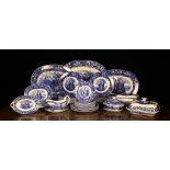 A Blue & White Wedgwood Dinner Service transfer printed with 'FERRARA' pattern depicting sailing