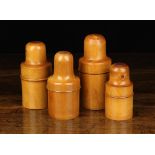 Four Fine 19th Century Turned Boxwood Apothecary Bottle Cases: Two with maker's name to the lid: