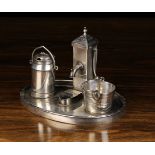 A 19th Century Novelty Silver Plated Cruet Set in the form of a water fountain flanked by a milk