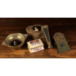 A Small Group of Miscellaneous: A Gilt Metal Trinket Box inset with an enameled roundel portrait of