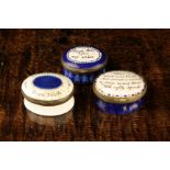 A Group of Three George III Oval Bilston Enamel Patch Boxes: Two with fluted sides;