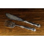 A Pair of Ornate Silver-plated Fish Servers.