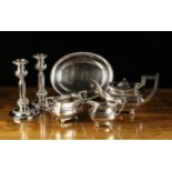 A Group of Silver Plated Wares; A Walker & Hall of Sheffield three part teaset numbered 53499.
