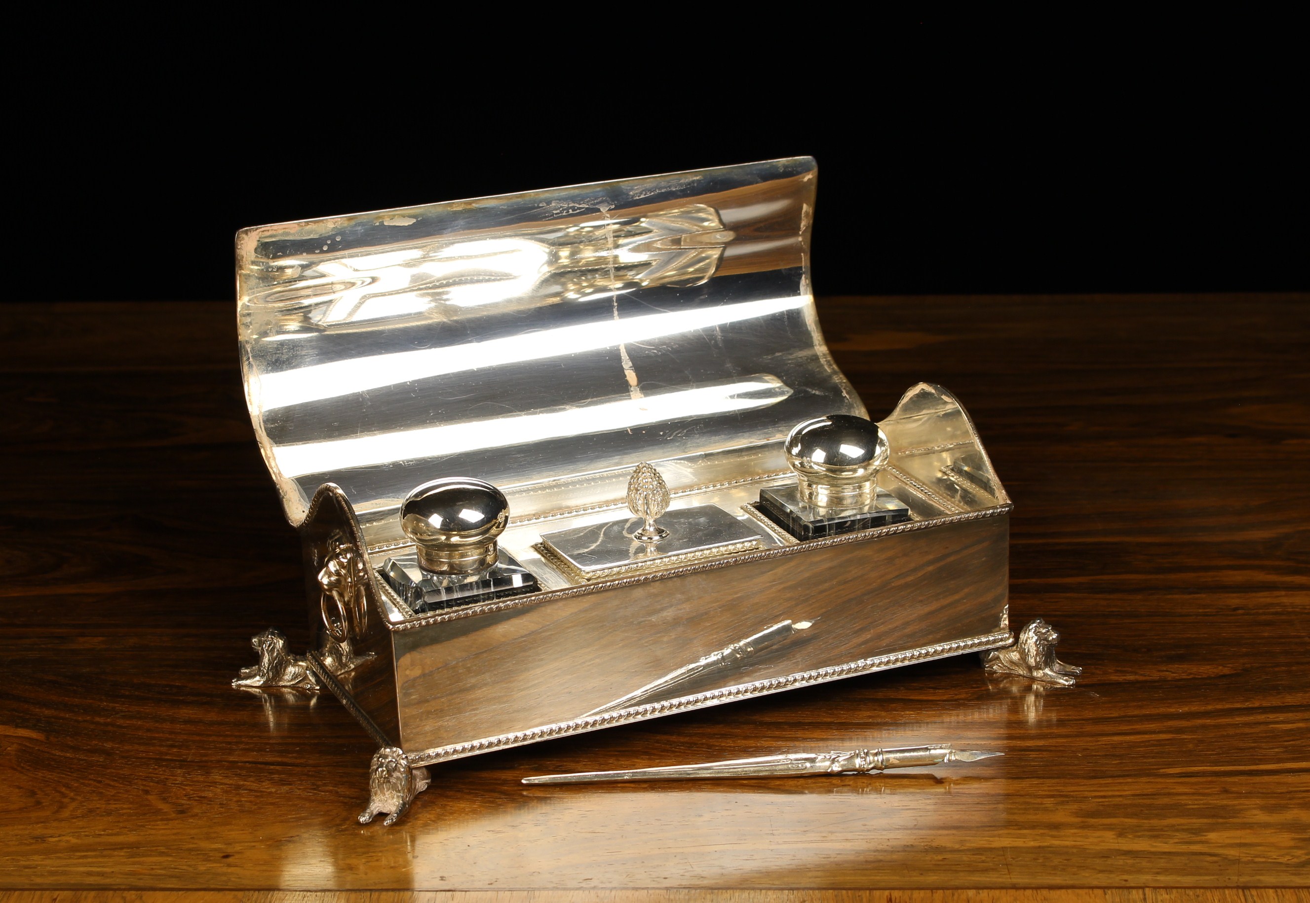 A Silver Plated Dish Box of rectangular form having a sweeping dome lid, - Image 2 of 3