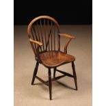 A Small 19th Century Fruitwood & Elm Hoop Back Windsor Armchair of modest proportions.