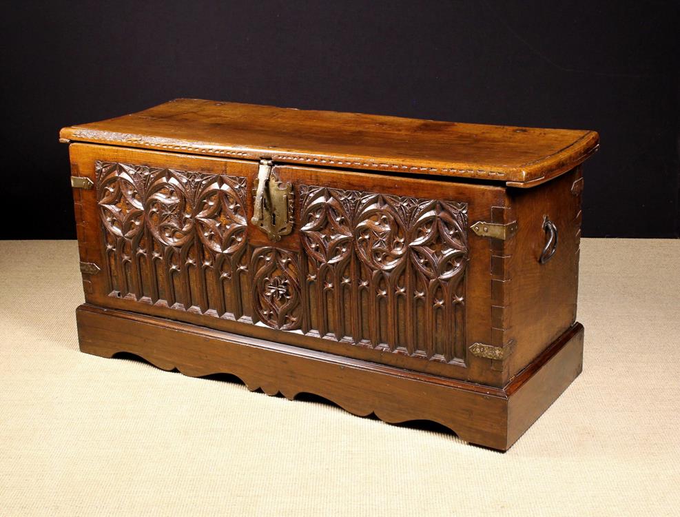 A Large 17th Century and Later Spanish or Italian Walnut Coffer.