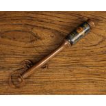 A 19th Century Turned Wooden Truncheon with a weighted roleau cosh painted with a crown between