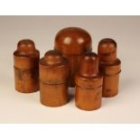 A Collection of Five Miscellaneous 19th Century Boxwood Bottle Cases (lacking bottles),