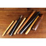 Four Antique Turned Wooden Cylindrical Rulers,