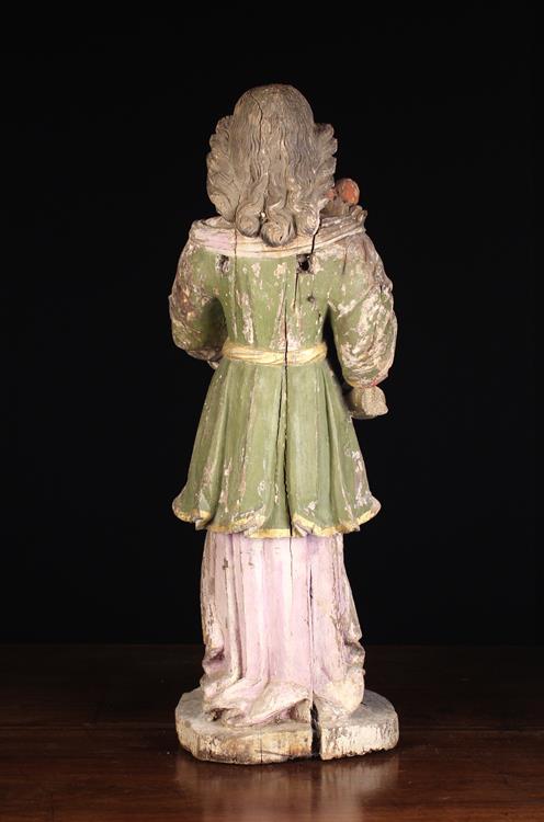 A 17th Century Flemish Wood Carved Figure with traces of residual paintwork (A/F). - Image 2 of 2