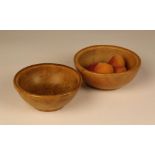A Nest of Two Small 19th Century Stacking Sycamore Bowls.