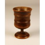 A Late 18th/Early 19th Century Pole Lathe Turned Sycamore Goblet with two moulded bands to the