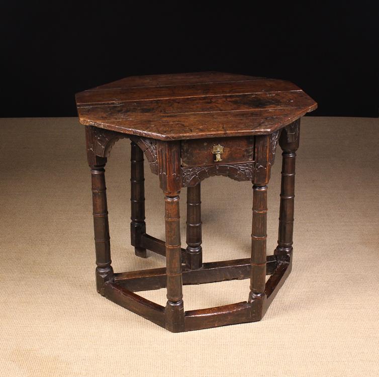 An Early 17th Century Oak Credence Table of canted form. - Image 2 of 2