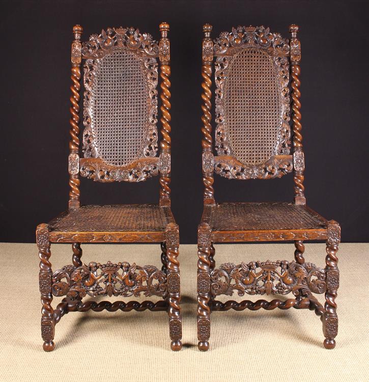 A Pair of Exceptional William & Mary Carved Walnut Side Chairs. - Image 2 of 2