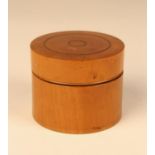 A Rare 19th Century Turned Boxwood Cylindrical Compass Box with concentric line borders to the