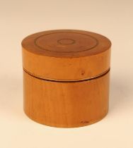 A Rare 19th Century Turned Boxwood Cylindrical Compass Box with concentric line borders to the