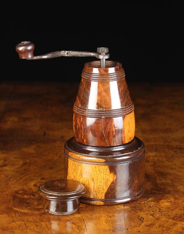 A George III Turned Lignum Vitae Coffee Grinder. - Image 2 of 2