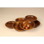 A Rare Set of Six 18th or 19th Century Pole Lathe Turned Sycamore Miniature Platters of rich colour
