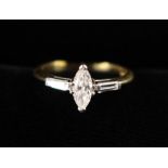 An 18Ct Yellow Gold and Marquise Diamond ring,