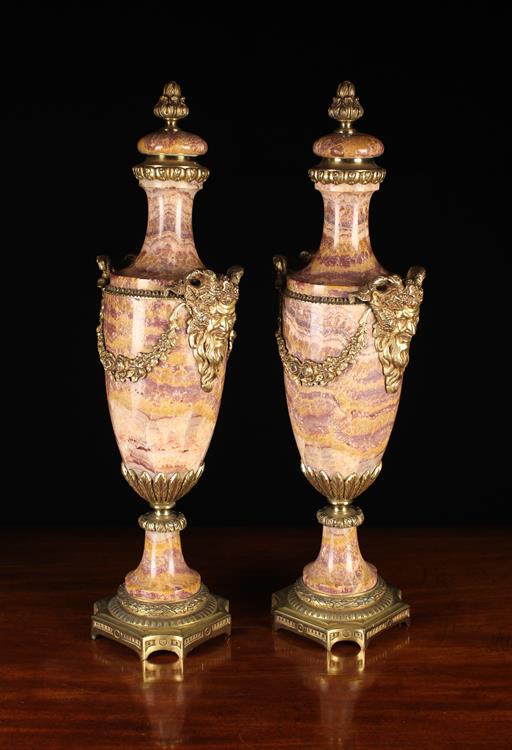 A Pair of Attractive Late 19th Century Marble Cassolettes with gilt metal mounts. - Image 2 of 2