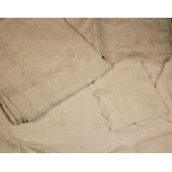 Three Large Vintage French Linen Bed Sheets & A Pair of Pillow Cases: A pair of sheets with drawn