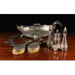 A Group of WMF & Art Nouveau Items: A WMF Silver Plate & Glass Cruet Set with two stoppered glass