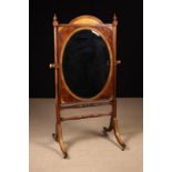 A Fine Quality Late Victorian Inlaid Mahogany Cheval Mirror.