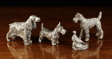 Four Modern Filled Sterling Silver Animal Ornaments with Sheffield hallmarks: A spaniel approx 4"