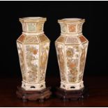 A Pair of 19th Century Satsuma Vases with wooden stands.