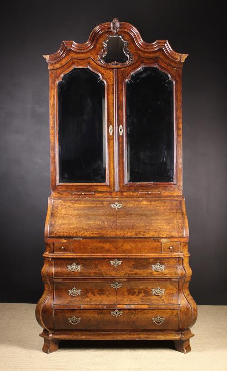 A Large 19th Century Dutch Figured Walnut Bureau Bookcase in the 18th Century Style. - Image 2 of 2