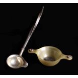 A Small Scottish Horn Quaish with silver inset centre panel by William Dunningham & Co hallmarked
