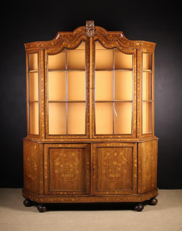 A Large 19th Century Dutch Marquetry Vitrine/Display Cabinet.