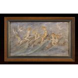 Sophia Rosamund Praeger (1867-1954) A Plaster Relief entitled "The Dolphin's Race" 1937 painted