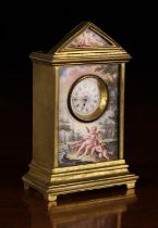 A Charming Miniature Viennese Enamel Mantel Clock.