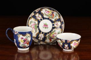 An 18th Century Worcester Cup, Saucer and Bowl, Circa 1775,