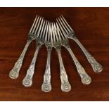 A Set of Six George III Double Shell & Laurel Pattern Silver Forks by Paul Storr, London circa 1817,